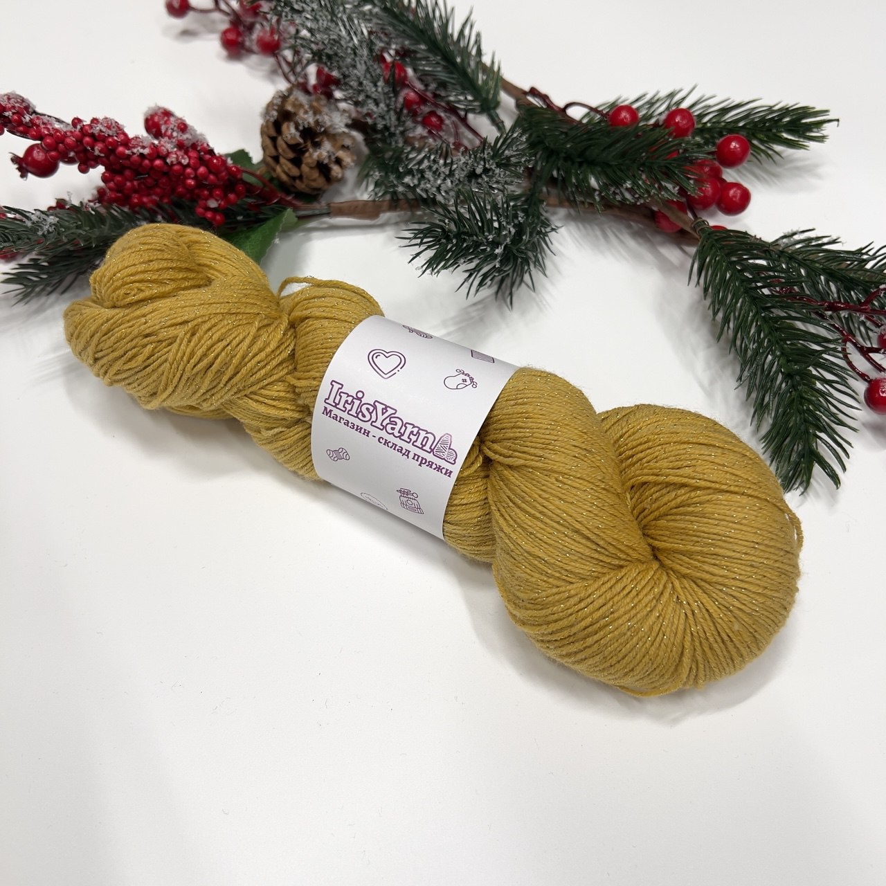 Носочная мериносовая пряжа IrisYarn (С золотым люрексом 100гр.)