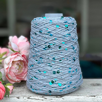 Пряжа для вязания Хлопок с пайетками 300гр 100% Хлопок, вискоза, пайетки